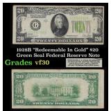 1928B $20 Green Seal Federal Reserve Note "Redeema