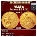 1925-d Gold Indian Quarter Eagle $2 1/2 ms65+ SEGS