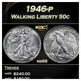 1946-p Walking Liberty Half Dollar 50c Grades ms66