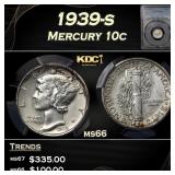 PCGS 1939-s Mercury Dime 10c ms66 PCGS
