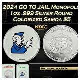 2024 GO TO JAIL Monopoly 1oz .999 Silver Round Col