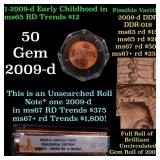 BU Roll 2009-d Lincoln Inaugural Cent 50 Pcs ANACS