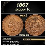 1867 Indian Cent 1c Grades ms62 bn