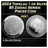 2024 Tokelau 1 oz Silver $5 Zodiac Series: Pisces