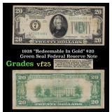 1928 $20 Green Seal Federal Reserve Note "Redeemab