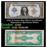 1923 $1 large size Silver Certificate Grades xf Si