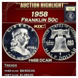 1958 Proof Franklin Half Dollar 50c pr68 DCAM USCG