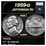 1959-d Jefferson Nickel 5c ms66+ SEGS