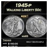 1945-p Walking Liberty Half Dollar 50c Grades ms65