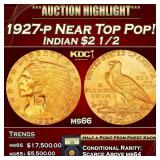 1927-p Gold Indian Quarter Eagle Near Top Pop! $2