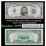 1934C $5 Blue Seal Silver Certificate Fancy Serial