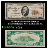 1929 $10 Green Seal Federal Reseve Note Grades vf+