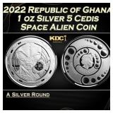 2022 Republic of Ghana 1 oz Silver 5 Cedis Space A