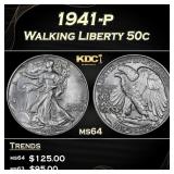 1941-p Walking Liberty Half Dollar 50c Grades ms64