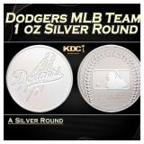Dodgers MLB Team - 1 oz Silver Round Round