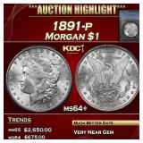 PCGS 1891-p Morgan Dollar $1 ms64+ PCGS