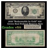 1928 $20 Green Seal Federal Reserve Note "Redeemab