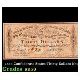 1864 Confederate States Thirty Dollars Note Grades