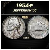 1954-p Jefferson Nickel 5c Grades ms64