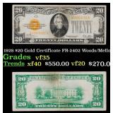 1928 $20 Gold Certificate FR-2402 Woods/Mellon Gra