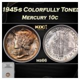 NGC 1945-s Mercury Dime Colorfully Toned  10c ms66