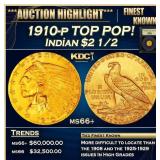 1910-p Gold Indian Quarter Eagle TOP POP! $2 1/2 m