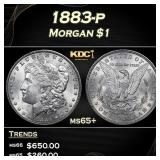 1883-p Morgan Dollar $1 Grades ms65+