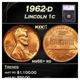 1962-d Lincoln Cent 1c ms66+ rd SEGS