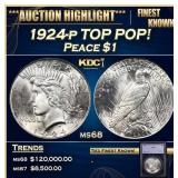 1924-p Peace Dollar TOP POP! 1 ms68 SEGS
