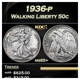 1936-p Walking Liberty Half Dollar 50c Grades ms65