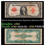 1923 $1 United States Note Grades vf+ Signatures S