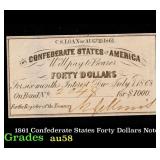1861 Confederate States Forty Dollars Note Grades