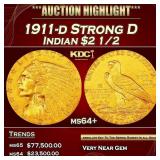 1911-d Strong D Gold Indian Quarter Eagle $2 1/2 m