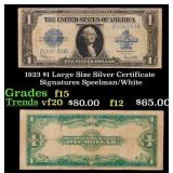1923 $1 large size Silver Certificate Grades f+ Si