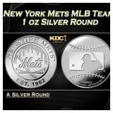 New York Mets MLB Team - 1 oz Silver Round Round
