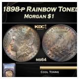 PCGS 1898-p Morgan Dollar Rainbow Toned 1 ms64 PCG