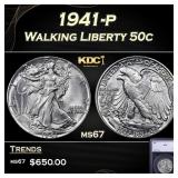 1941-p Walking Liberty Half Dollar 50c ms67 SEGS