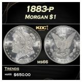 1883-p Morgan Dollar $1 Grades ms66