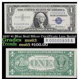 1957 $1 Blue Seal Silver Certificate Grades Select