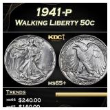 1941-p Walking Liberty Half Dollar 50c Grades ms65