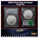 PCGS 2022 Silver Eagle Dollar First Day of Issue $