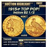 1915-p Gold Indian Quarter Eagle TOP POP! $2 1/2 m