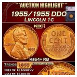 1955/1955 DDO Lincoln Cent . 1c ms64+ RB SEGS