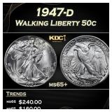1947-d Walking Liberty Half Dollar 50c Grades ms65