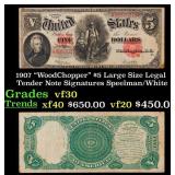 1907 $5 Large Size Legal Tender Note "WoodChopper"