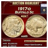 1917-d Buffalo Nickel 5c ms65 SEGS
