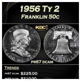 1956 Ty 2 Proof Franklin Half Dollar 50c Grades pr