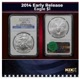 NGC 2014 Silver Eagle Dollar Early Release $1 ms70