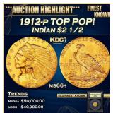 1912-p Gold Indian Quarter Eagle TOP POP! $2 1/2 m