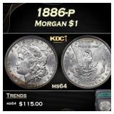 1886-p Morgan Dollar $1 ms64 ICG